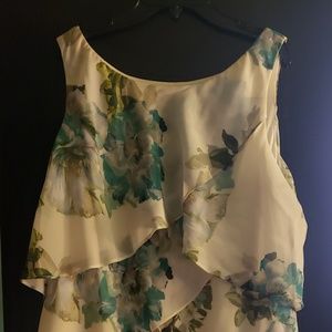 Sleeveless floral layered ruffle dress